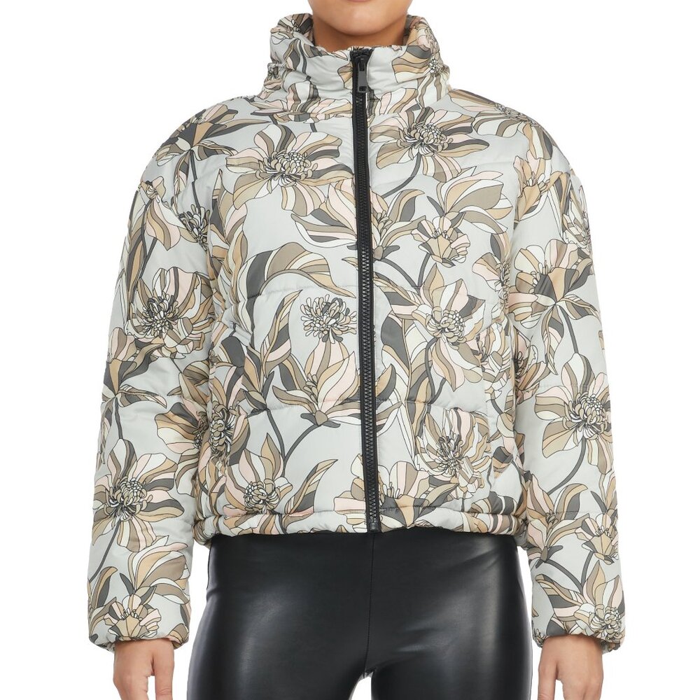 NEW Badgley Mischka Vintage Print Puffer Coat, Size L